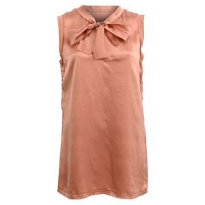 Lanvin Pussy Bow Sleeveless Blouse in Nude Silk